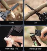 NTL20151  NexTool Black Knight 11-en-1 – Lame Acier 5Cr15MoV Manche Acier 420J2 Embouts + Housse - Livraison Gratuite