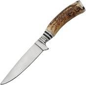 PA203455 Couteau de Chasse Manche Bois de Cerf Etui Cuir - Livraison Gratuite