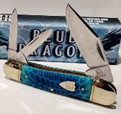 RR2713 Rough Rider Whittler Blue – Couteau Pliant 3 Lames Acier 440 Manche Os Sculpté Blue Dragon – Livraison Gratuite