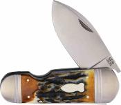 RRR040CB Couteau Pliant Rough Ryder Reserve Ghostfish | Lame Drop Point Acier D2 Satin | Manche Brown Bone & Slip Joint - Livraison Gratuite
