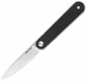RS8061BB Real Steel Iris - Front Flipper Lame Drop Point 12C27 Manche G10 Noir Liner Lock - Livraison Gratuite