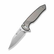 S250682 SENCUT Selkyris | Couteau Lame Wharncliffe Acier D2 | Manche Gray Alu Button Lock - Livraison Gratuite