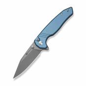 S250683 SENCUT Selkyris Blue | Couteau Lame Wharncliffe Acier D2  | Manche Blue Alu Button Lock - Livraison Gratuite