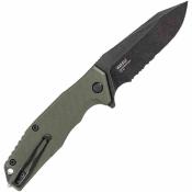 SMGF1033S Steel Will Warbot SWF10-33S – Couteau Lame Acier D2 Manche G10 Olive Linerlock Clip Ambidextre – Livraison Gratuite