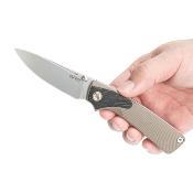 SRM106MGW Couteau SRM Dome 106M-GW | Lame Drop Point Acier 12C27 | Finition Satinée | Manche G10 Desert  | Clip - Livraison Gratuite