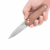 SRM251MBMN SRM Twin 251MB-MN – Couteau Pliant Lame Spear Point Acier N690 8,6 cm Satin – Manche Micarta Marron – Ambi Lock – Livraison Gratuite