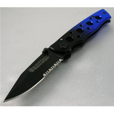 SMITH&WESSON EXTREME OPS Bleu SERRATED - SW111S - Couteau S&W