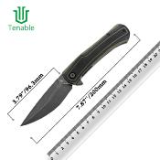 T1024A4 Couteau Tenable Kratos Pliant Drop Point Acier Nitro-V Manche G10 Black&Green Sécurité Liner Lock - Livraison Gratuite 