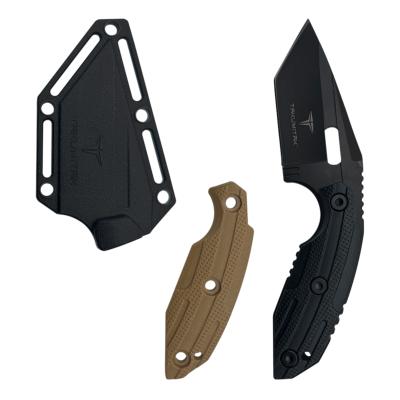 TKF3S06 Takumitak Muted Tanto – Couteau lame fixe acier 3Cr13 tanto manche FRN noir sculpté + plaquettes coyote, étui FRN MOLLE – Livraison Gratuite