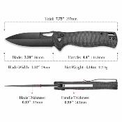 TVTY16M14 Trivisa Crateris-04B – Couteau pliant Button Lock Lame Acier 14C28N Black Manche Black Micarta - Livraison Gratuite