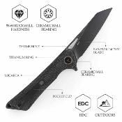 TVTY25BM14 Trivisa Monoceros-04B – Couteau pliant Liner Lock Lame Acier 14C28N Black Manche Black Micarta - Livraison Gratuite