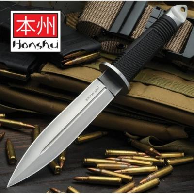 UC2630 United Cutlery Honshu D2 Fighter | Couteau Lame Double Tranchant Acier D2 Manche Caoutchouc Étui Cuir - Livraison Gratuite