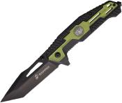 USMA3001GN LOT DE 2 Couteau USMC Marines Semi Automatique Black/Green Lame Tanto Acier 3Cr13 - Livraison Gratuite