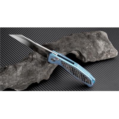 Couteau Artisan Falcon Blue Titane/Fibre de Carbone Acier S35VN Clip ATZ1809GBUS - Free Shipping