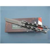 Couteau Papillon Butterfly Ballisong Bear & Son Butterfly 5" Tanto Silver Handles Made In USA - BC114A - Livraison Gratuite