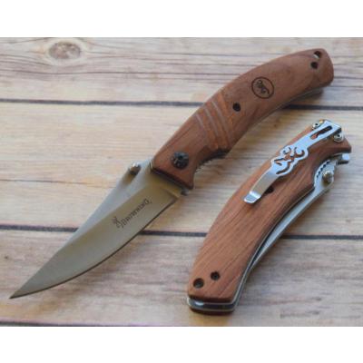 Couteau Browning Bird & Trout Manche Bois Lame Acier Inox Linerlock Clip BR0158 - Free Shipping