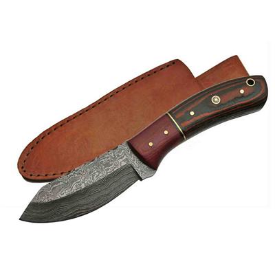 DM1139 Couteau Damas 256 Couches Manche Burgundy/Micarta Etui CUir - Livraison Gratuite