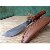 Couteau Skinner Fabrication Artisannale Avec Lime Manche Bois Etui Cuir SM0020 - Free Shipping