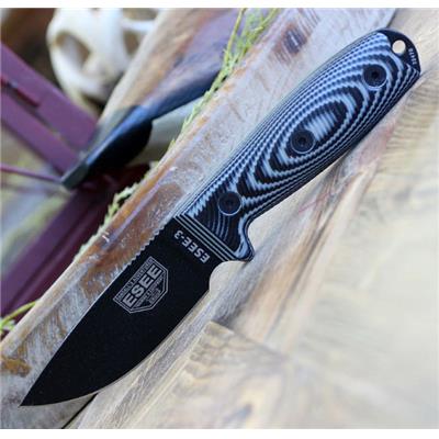 ES3PMB002 Couteau ESEE Esee-3 Black Manche Gray/Black G10 Made USA - Livraison Gratuite