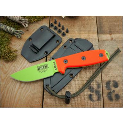 Couteau ESEE Model 3 Venom Green Carbone 1095 Manche G-10 Etui Kydex Made USA ES3PMVG - Free Shipping