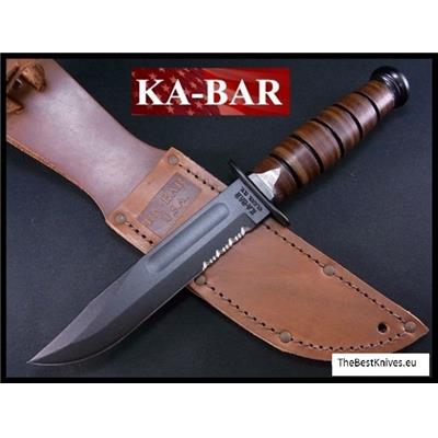 Couteau Ka-bar Short Acier Carbone 1095 Manche Cuir Kabar Made In USA KA1261 - Free Shipping