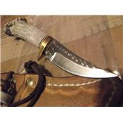 KRK1403 Couteau de Chasse Ken Richardson Knives Skinner Lame 1085HC Manche Wapiti USA - Livraison Gratuite