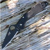 Couteau Spyderco Salt 2 Lightweight Lame Acier H1 Serrated Manche FRN Lockback Made Japan SC88SBBK2 - Free Shipping