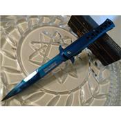 Couteau Stiletto Tac-Force A/O Bleu Lame Acier 440 Titane Manche Acier Linerlock TF884BL - Free Shipping