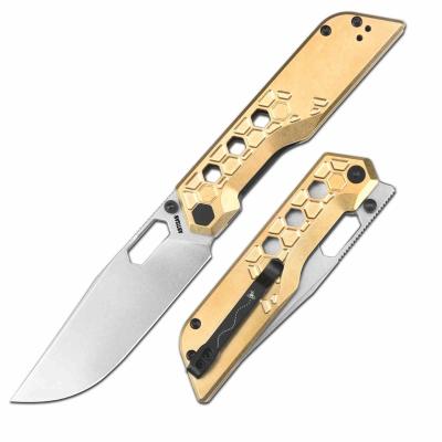 ATZ1878PBR ArtisanCutlery Beest AR-RPM9 – Couteau Lame Acier AR-RPM9 Drop Point Stonewashed – Manche Laiton Usiné – Livraison Gratuite