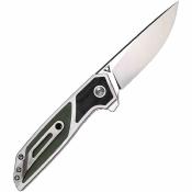 BG014 Couteau Begg Knives Diamici | Lame Drop Point Acier D2 | Liner Lock & Manche Acier & G10 Black/Green - Livraison Gratuite
