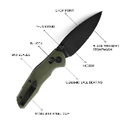 BTKMK02G — Couteau Bestechman Ronan Lame Acier 14C28N Drop Point Black PVD Stonewash Manche G10 Vert OD B-Lock - Livraison Gratuite