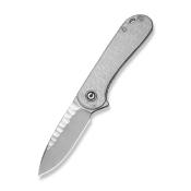 CIVC18062AM1 — Couteau CIVIVI Elementum Lame Acier Nitro-V Drop Point Satinée Rock-Grind Manche Lexan Transparent Poli Flipper Liner Lock - Livraison Gratuite