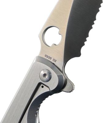 DGRF22FSSS Couteau Daggerr Zhalo tactique Lame Spear Point crantée Acier D2 Manche Acier brossé Frame Lock – Livraison Gratuite