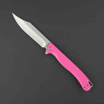 DGRTPFPKSW Couteau Daggerr Toothpick Pink Lame Clip Point Acier 8Cr14MoV Manche FRN Sécurité Liner Lock - Livraison Gratuite