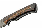 DM1327 Couteau Skinner Damas Great Pine Hunter Lame Acier Damas 256 Couches Etui Cuir - Livraison Gratuite