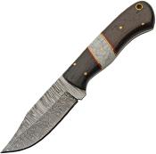 DM1383 Couteau Damas Hunter Clip Point Lame Acier 256 Couches Etui Cuir - Livraison Gratuite