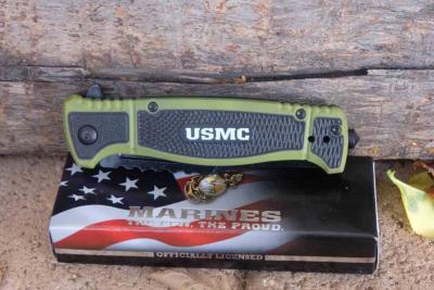 Lot de 2 USMA3005GN USMC Tanto | Lame Tanto A/O Acier 3CR13 | Manche Nylon Vert | Liner Lock | Clip - Livraison Gratuite