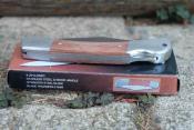 Lot de 3 CN211164 Couteau Rite Edge Lockback Wood Lame Clip Point Acier 3Cr13 Satinée Manche Bois Marron - Livraison Gratuite