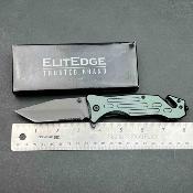 Lot de 3 EE10A97TGY ElitEdge Rescue Linerlock A/O | Couteau de Secours Lame Tanto Acier 420C | Manche Gray Alu - Livraison Gratuite