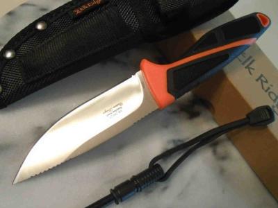 ER20023OR Poignard Elk Ridge Bushcraft Lame 3Cr13 Allume Feu Etui Nylon - Livraison Gratuite