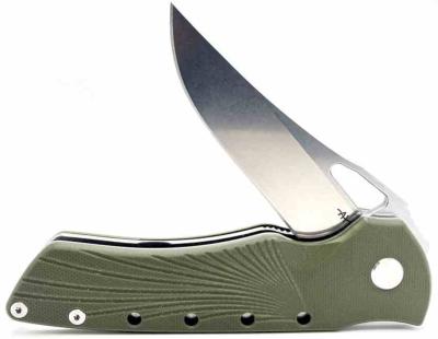 HBKBLKRG Heibel Knives - Couteau Blackhawk Olive Manche G-10 Lame Acier D2 Clip Point Linerlock - Livraison Gratuite