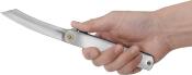 HIGOBL161 — Couteau Higonokami XL Lame Acier VG10 Made in Japan Satiné Manche Acier Inox Chikiri Clip Livraison Gratuite