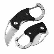  J1964BK CJRB Anansi Black | Couteau Pliant Carabiner | Lame Acier AR-RPM9 Hawkbill | Manche G10 - Mousqueton