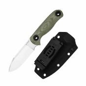 KI1101A2 Kizer Drop Bear 3 – Couteau Fixe Lame Drop Point Acier 14C28N Stonewash Manche Green Micarta Housse Polymère – Livraison Gratuite