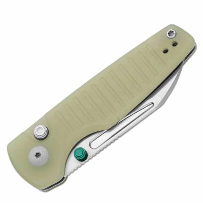 KIV2706A6  Couteau Kizer Parakeet | Lame Acier Nitro-V Black PVD Sheepsfoot | Manche Plaquettes GID G10 Green | Button Lock | Livraison Gratuite