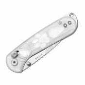 KIV3790A2 Couteau Pliant Kizer Buddy II | Lame Drop Point Acier AEB-L Satin | Manche Acrylic White Clutch Lock - Livraison Gratuite