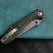 KUB314N  Kubey Ruckus – Couteau Liner Lock | Lame Drop Point AUS-10 SW | Manche Micarta Green | Bearing - Livraison Gratuite
