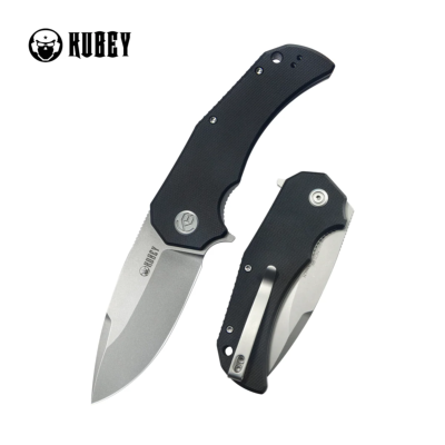 KUB319H Couteau Kubey Bravo One Lame Drop Point Acier AUS-10 – Manche G10 Noir – Linerlock – Flipper – Roulements céramique – Livraison Gratuite