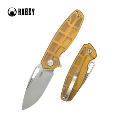 KUB322R Kubey Tityus  – Couteau Pliant Liner Lock | Lame Drop Point Beadblast 14C28N | Manche Ultem Transparent - Livraison Gratuite