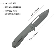 KUB353C Couteau Kubey Supercell Lame Acier 14C28N Manche Titane IKBS - Livraison Gratuite